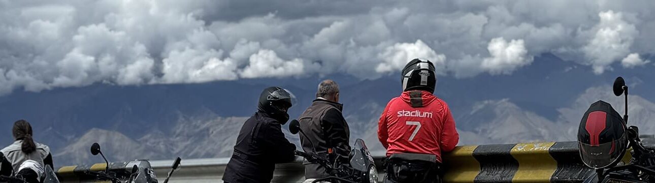Riders overlooking the Ladakh mountains